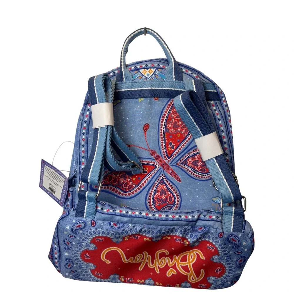 Brighton Bandana Love Backpack Blue Paisley Butterfly Boho Travel Bag NWT